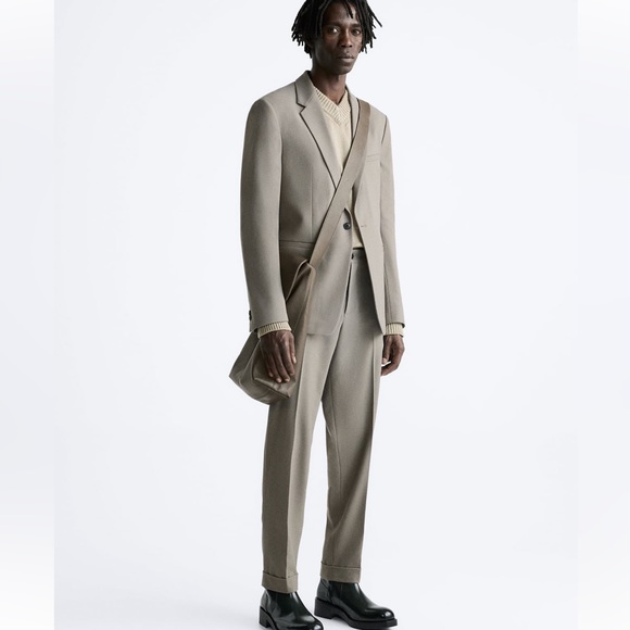 Zara NWT Greenish Textured Suit Jacket size US 38 - Picture 5 of 10